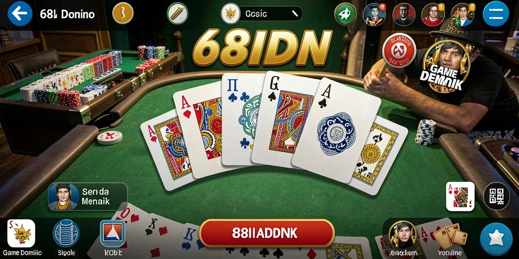 Screenshot gameplay 68IDN menampilkan suasana bermain domino yang seru.