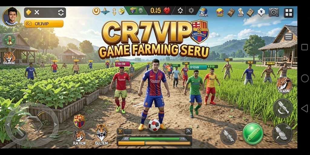 Screenshot gameplay CR7VIP menampilkan aktivitas berkebun yang menyenangkan.