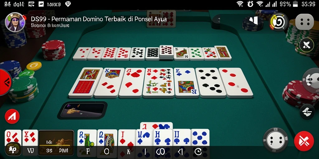 Tampilan gameplay seru di DS99 dengan kartu Domino yang menarik.