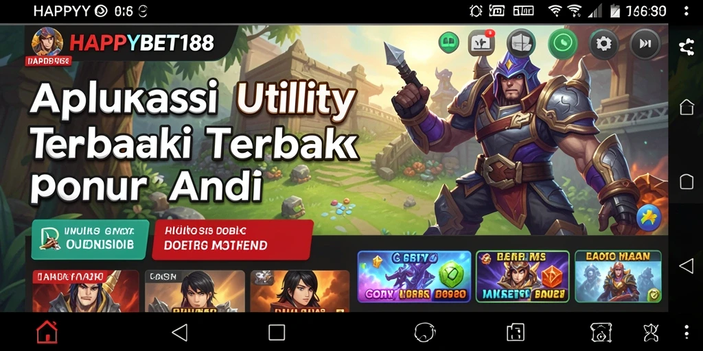 Tampilan utama aplikasi HAPPYBET188 dengan fitur Utility yang lengkap.