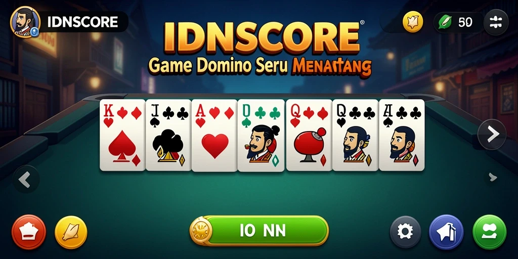 Tampilan screenshot <strong>IDNSCORE</strong> yang menunjukkan gameplay seru dalam bermain Domino.