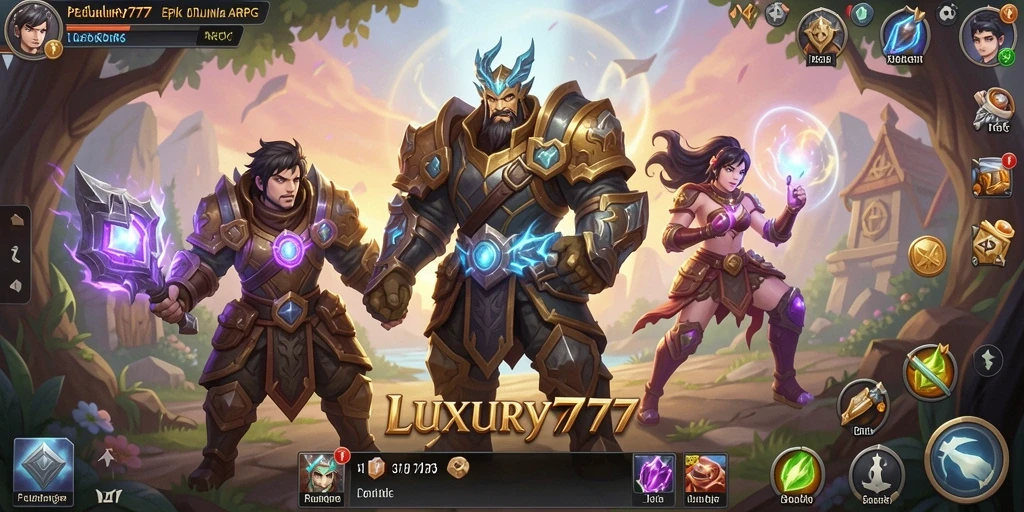 Tangkapan layar LUXURY777 menampilkan pertempuran seru dan mekanik gameplay yang menarik.