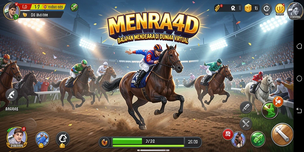 Tampilan gameplay menarik dari MENARA4D dengan aksi balapan yang mendebarkan.