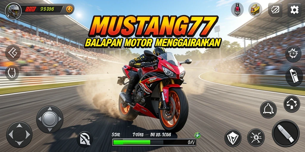Gameplay seru dalam balapan motor di MUSTANG77.