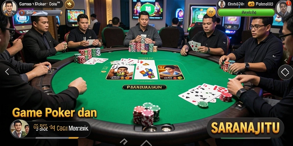 Tampilan gameplay SARANAJITU yang menarik saat bermain Poker.