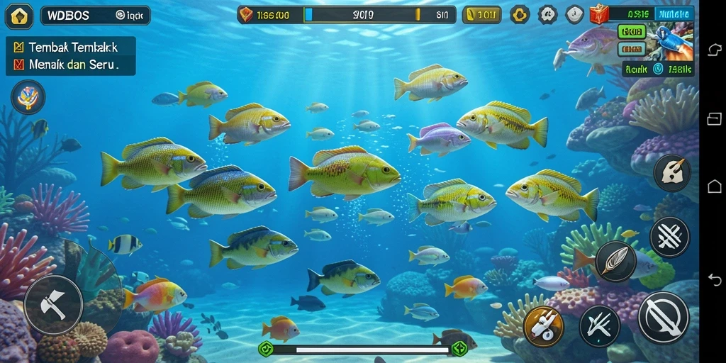 Gameplay seru menembak ikan di WDBOS yang penuh warna.