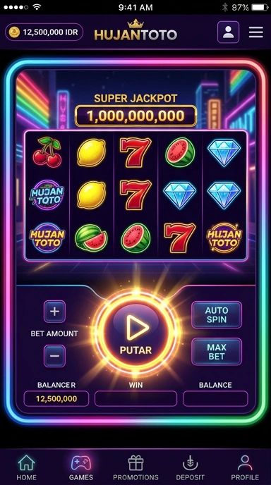Tampilan utama aplikasi hujantoto dengan berbagai pilihan aplikasi.